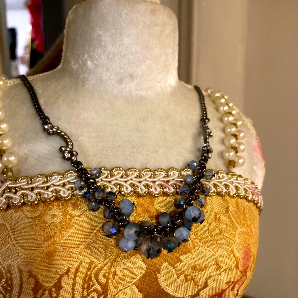 Aquamarine black/Stainless Neclace